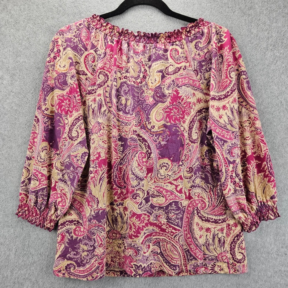 LAUREN RALPH LAUREN | Women Ruffle Blouse L Paisley Girly Feminine Boho Chic - Picture 3 of 16